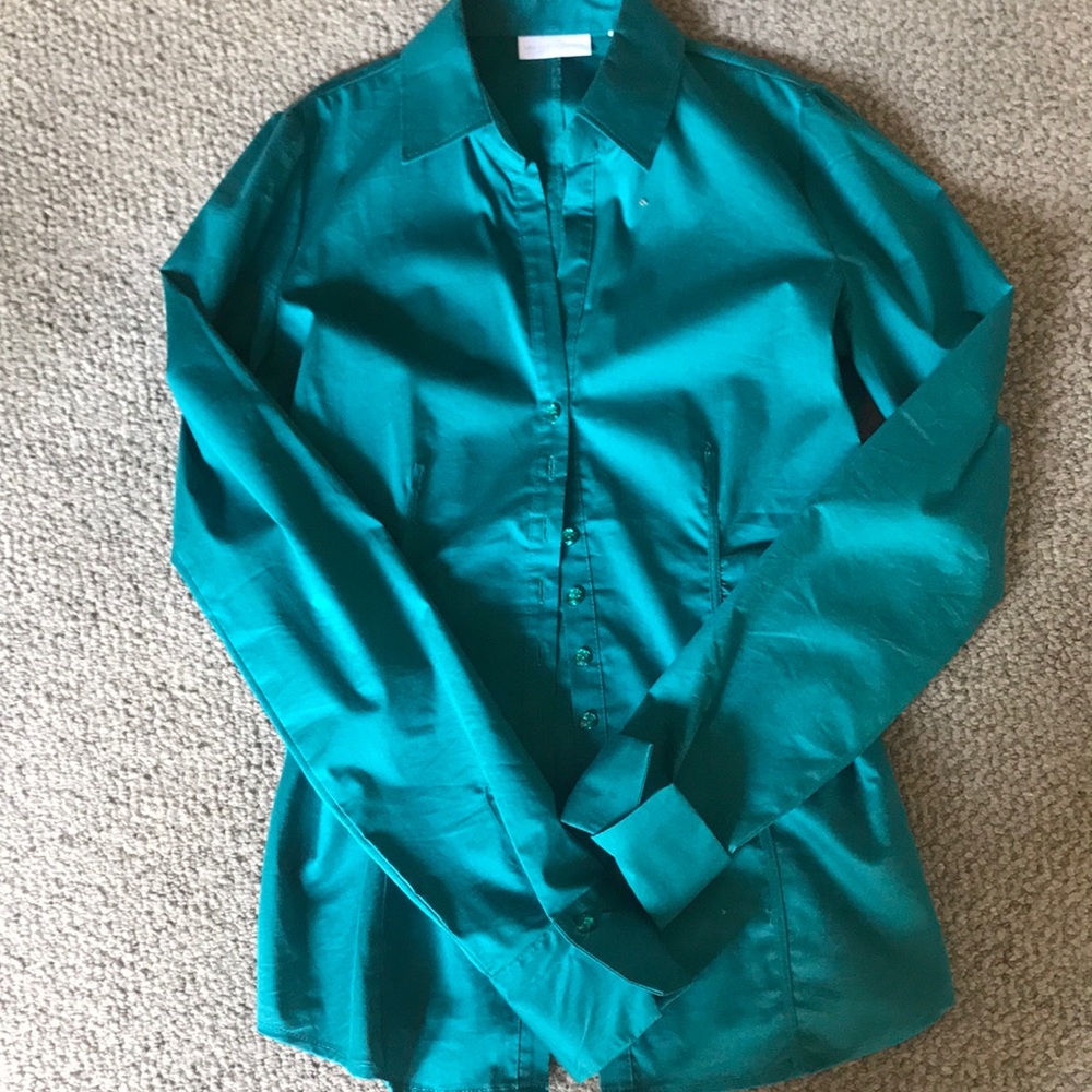 Teal New York and Company collared shirt
